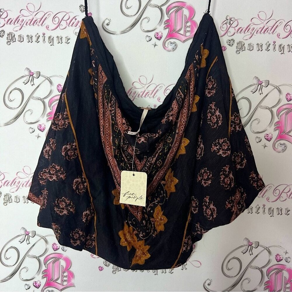 Free people tube top Bohemian Black and Brown strapless brand new with tags